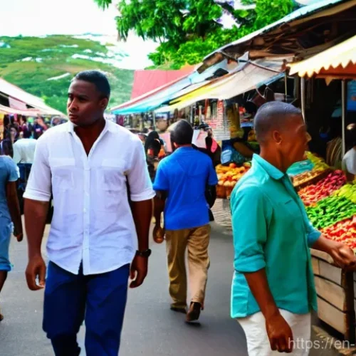 Home 20 가이아나에서 피해야 할 장소 - **Urban Market Vigilance in Georgetown**
A vibrant, bustling daytime scene in Georgetown's Stabr...