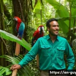 Home 13 가이아나 로컬 가이드 이용 - **Guyanese Rainforest Discovery with Local Guide:** A dynamic and immersive scene within the lush, v...
