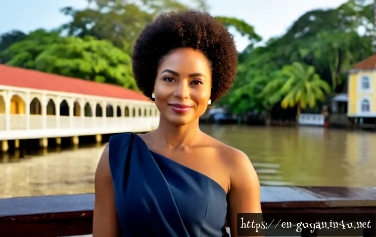 Home 17 가이아나 유명인 - Photorealistic editorial portrait of a distinguished Guyanese public figure, poised middle-aged Afro...